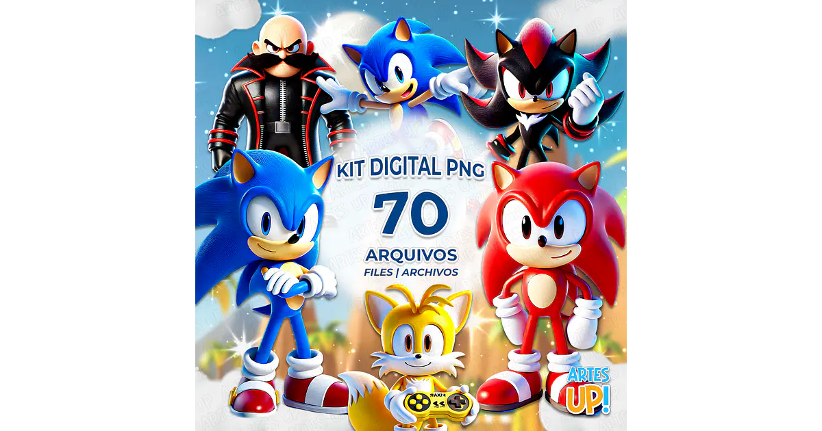 Kit digital Sonic PNG — Imágenes prediseñadas para personali
