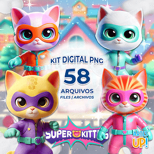 Kit digital PNG Super gatitos Clipart
