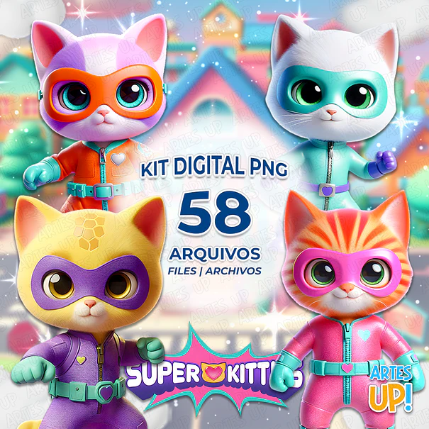 Kit digital PNG Super gatitos Clipart 1