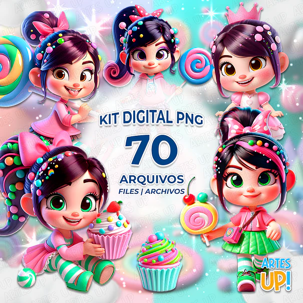 Digital Kit PNG Venellope Clipart Mundo Doce 1