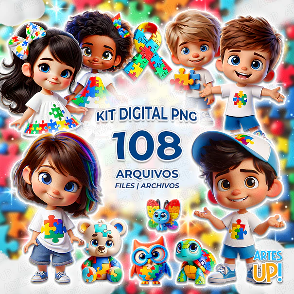 Kit Digital PNG Autismo Clipart 1
