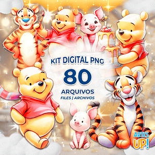 Kit Digital PNG Ursinho Pooh aquarela Clipart