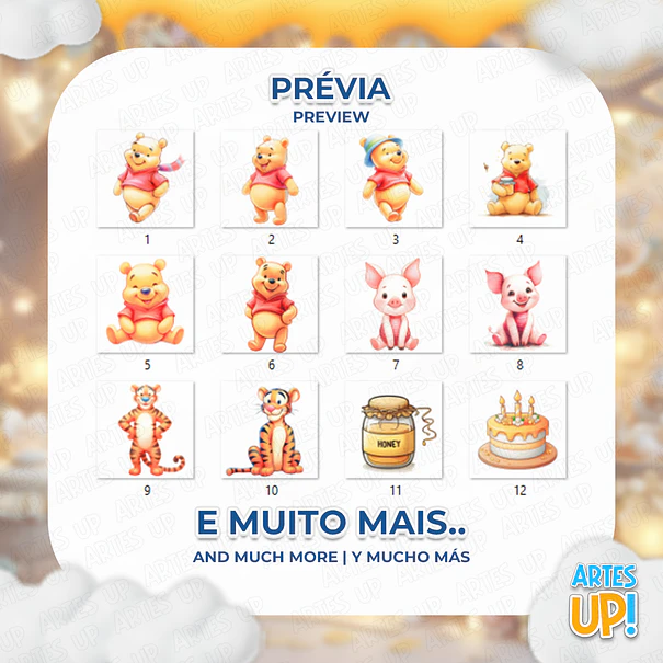 Kit Digital PNG Ursinho Pooh aquarela Clipart 2