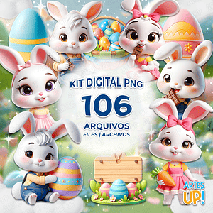 Kit digital de conejos de Pascua PNG Clipart Lindo