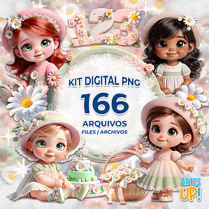Kit Digital PNG Menina Margarida Clipart