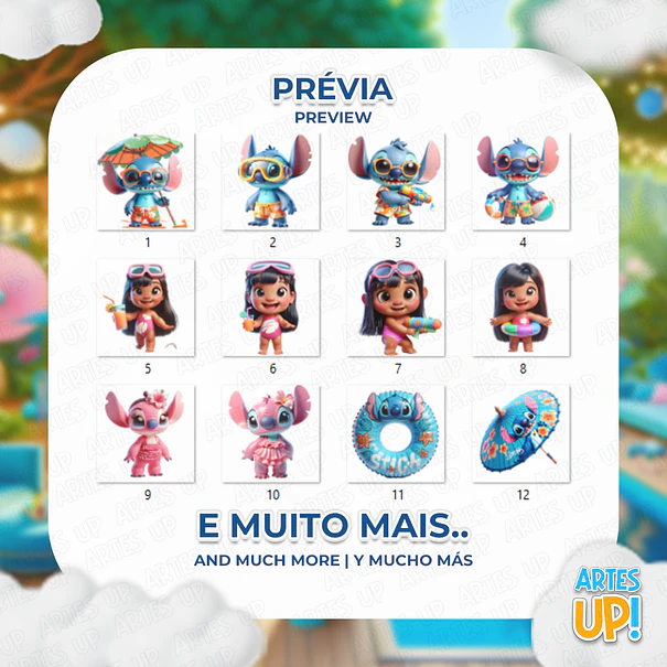 Digital Kit PNG Lilo and Stitch Pool Party Clipart 2