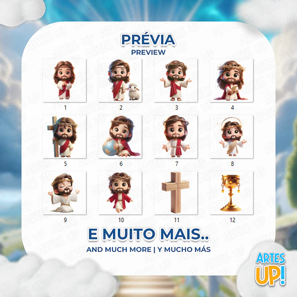 Kit Digital PNG Jesus Cristo Clipart Cute 3D 2