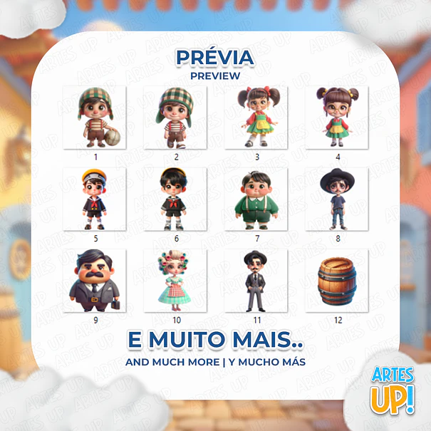 Kit Digital PNG Turma do Chaves Clipart 3D Cute 2