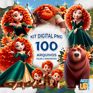 Kit digital PNG Princesa Mérida Valente Clipart