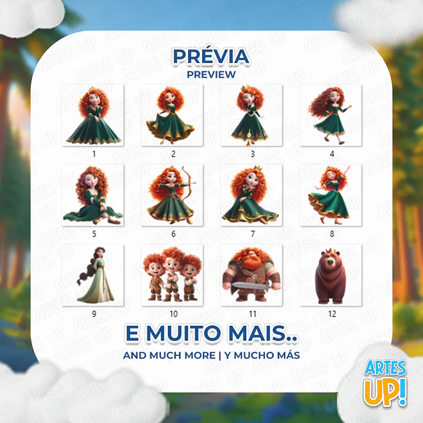 Kit digital PNG Princesa Mérida Valente Clipart 2