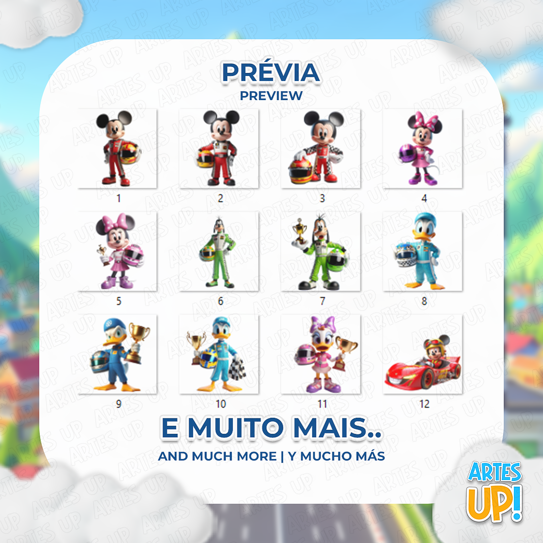 Kit Digital PNG Mickey Piloto Clipart Corrida 2