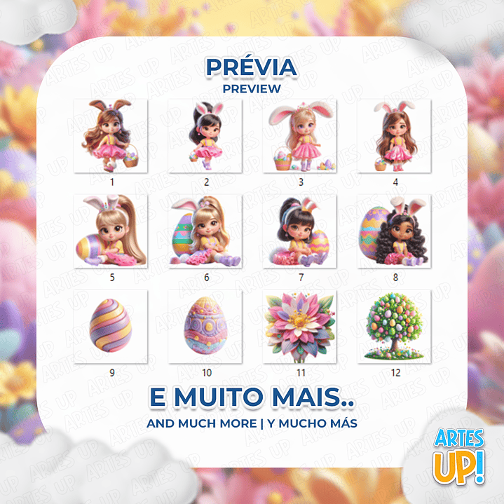 Kit Digital PNG Menina Páscoa Clipart 2