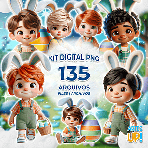Kit digital de niño de Pascua PNG Clipart