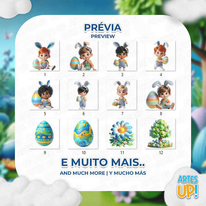 Kit Digital PNG Menino Páscoa Clipart 2