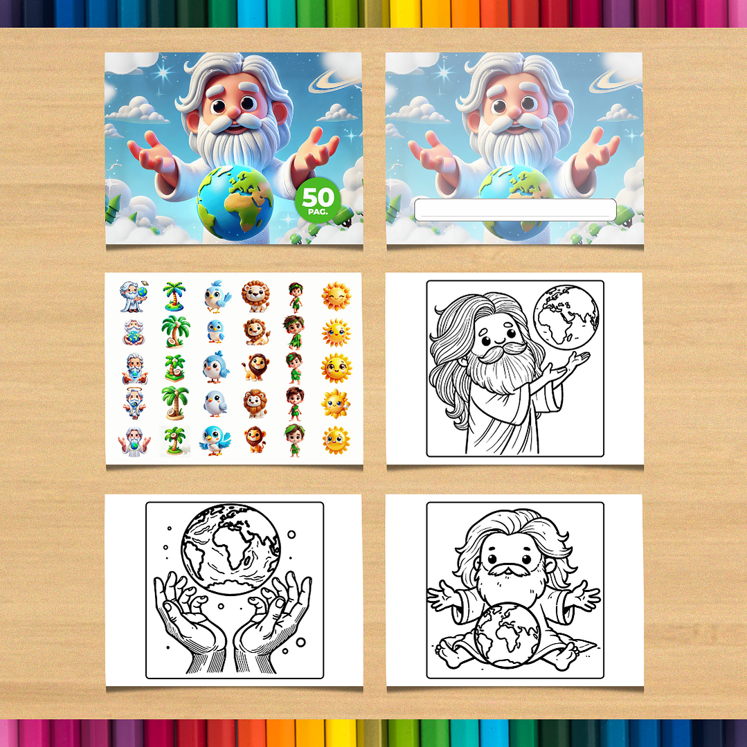 Livro de Colorir Deus e a Criação do Mundo para imprimir 3