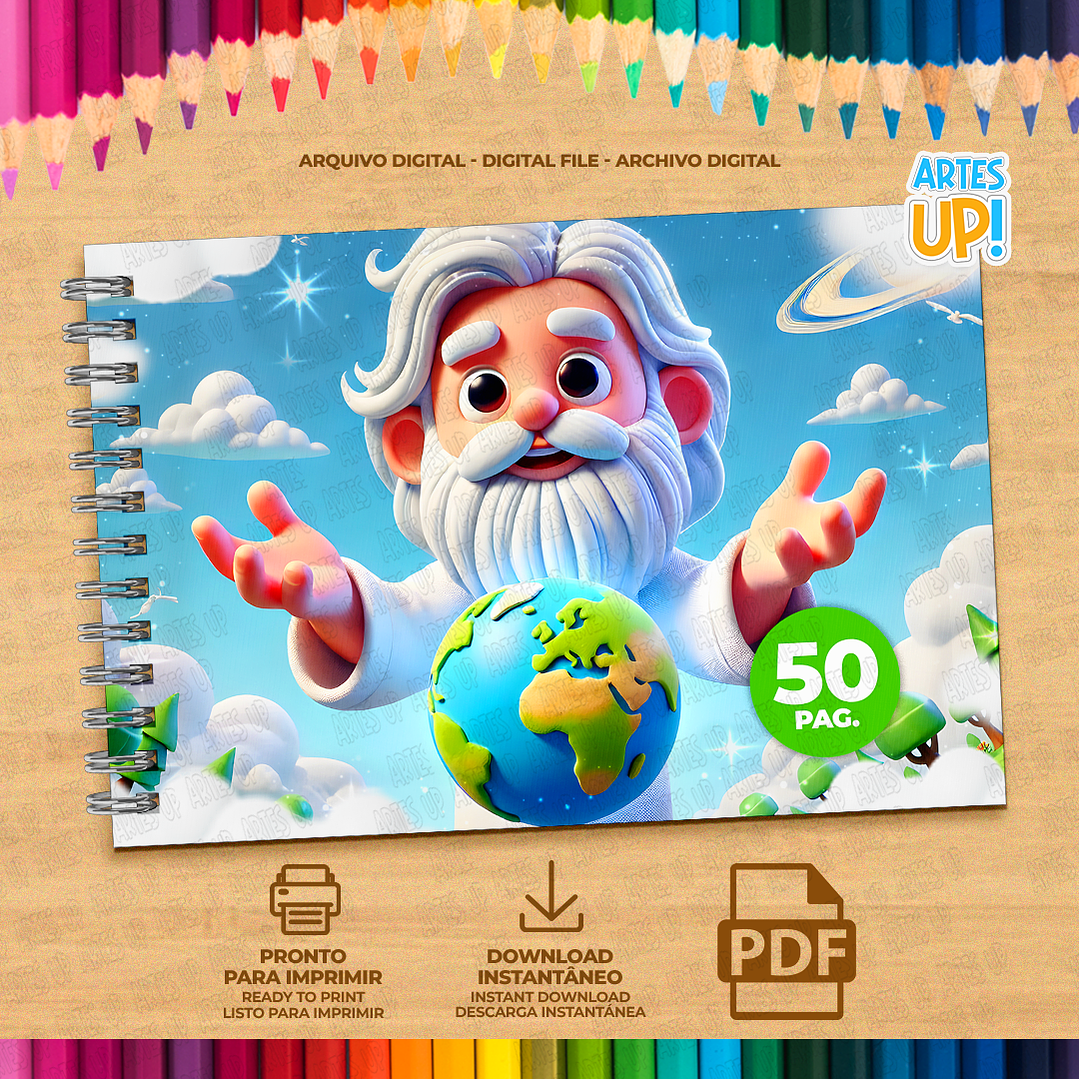 Livro de Colorir Deus e a Criação do Mundo para imprimir 2