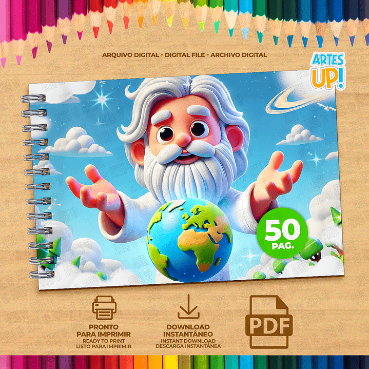 Livro de Colorir Deus e a Criação do Mundo para imprimir 2