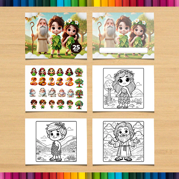 Libro para colorear de Adán y Eva para imprimir 3