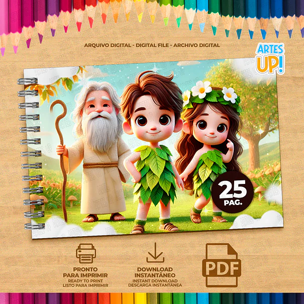 Libro para colorear de Adán y Eva para imprimir 2