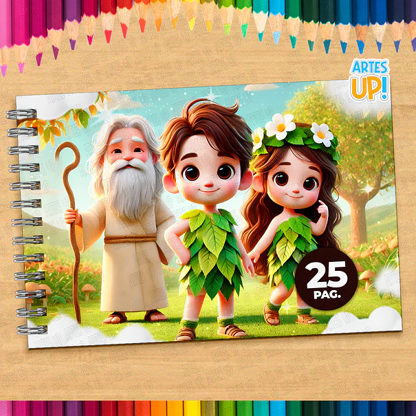 Libro para colorear de Adán y Eva para imprimir 1