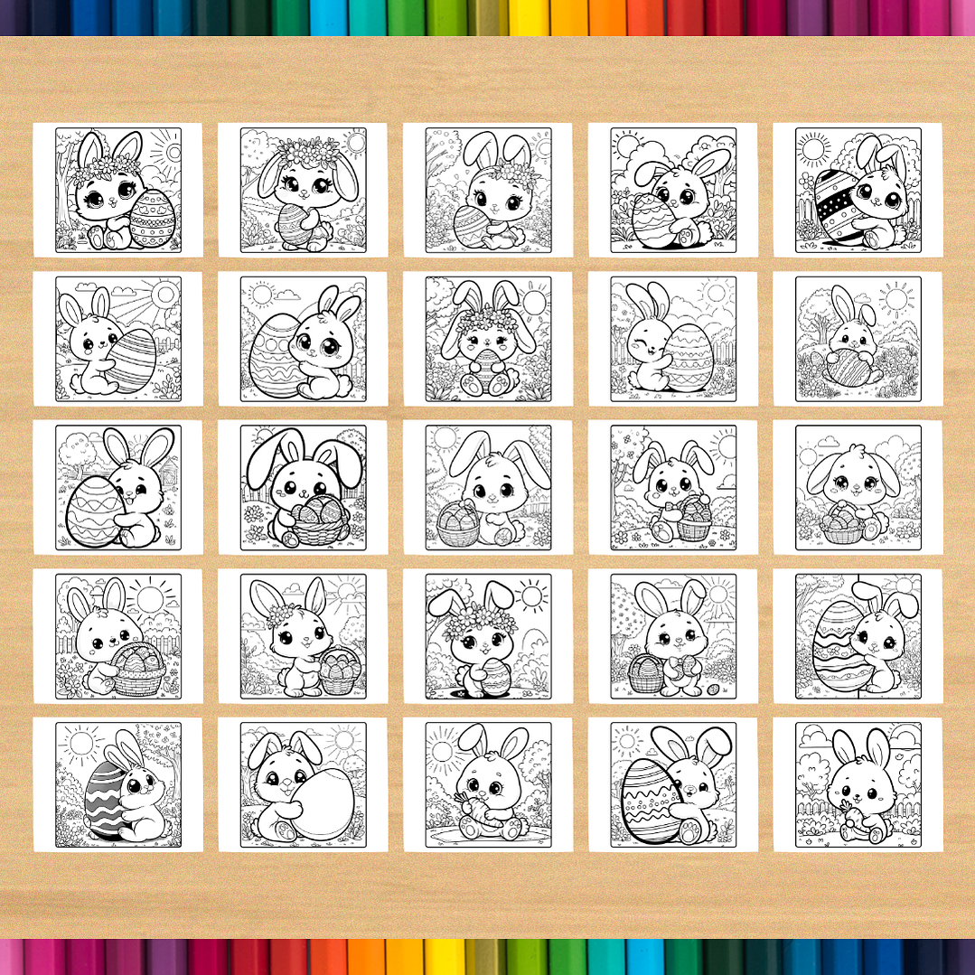 Livro de Colorir Coelho da Páscoa Fofo para imprimir 4