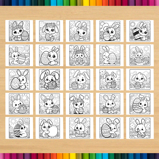 Livro de Colorir Coelho da Páscoa Fofo para imprimir 4