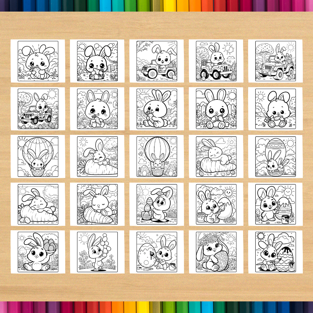 Livro de Colorir Coelho da Páscoa Fofo para imprimir 5