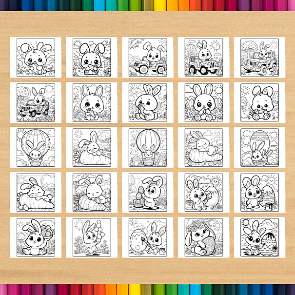 Livro de Colorir Coelho da Páscoa Fofo para imprimir 5
