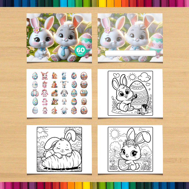 Livro de Colorir Coelho da Páscoa Fofo para imprimir 3