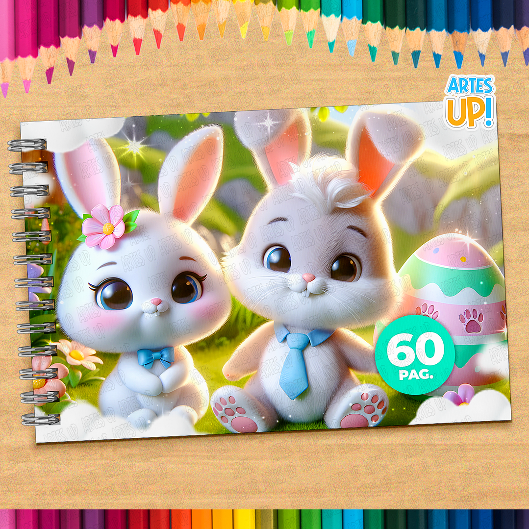 Livro de Colorir Coelho da Páscoa Fofo para imprimir 1