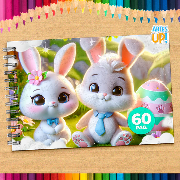 Livro de Colorir Coelho da Páscoa Fofo para imprimir 1