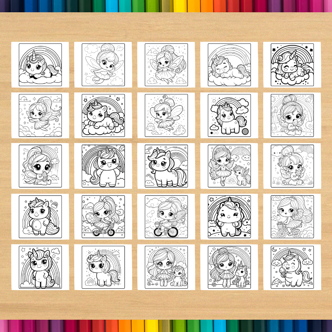 Livro de Colorir Unicórnios e Fadas para imprimir 5