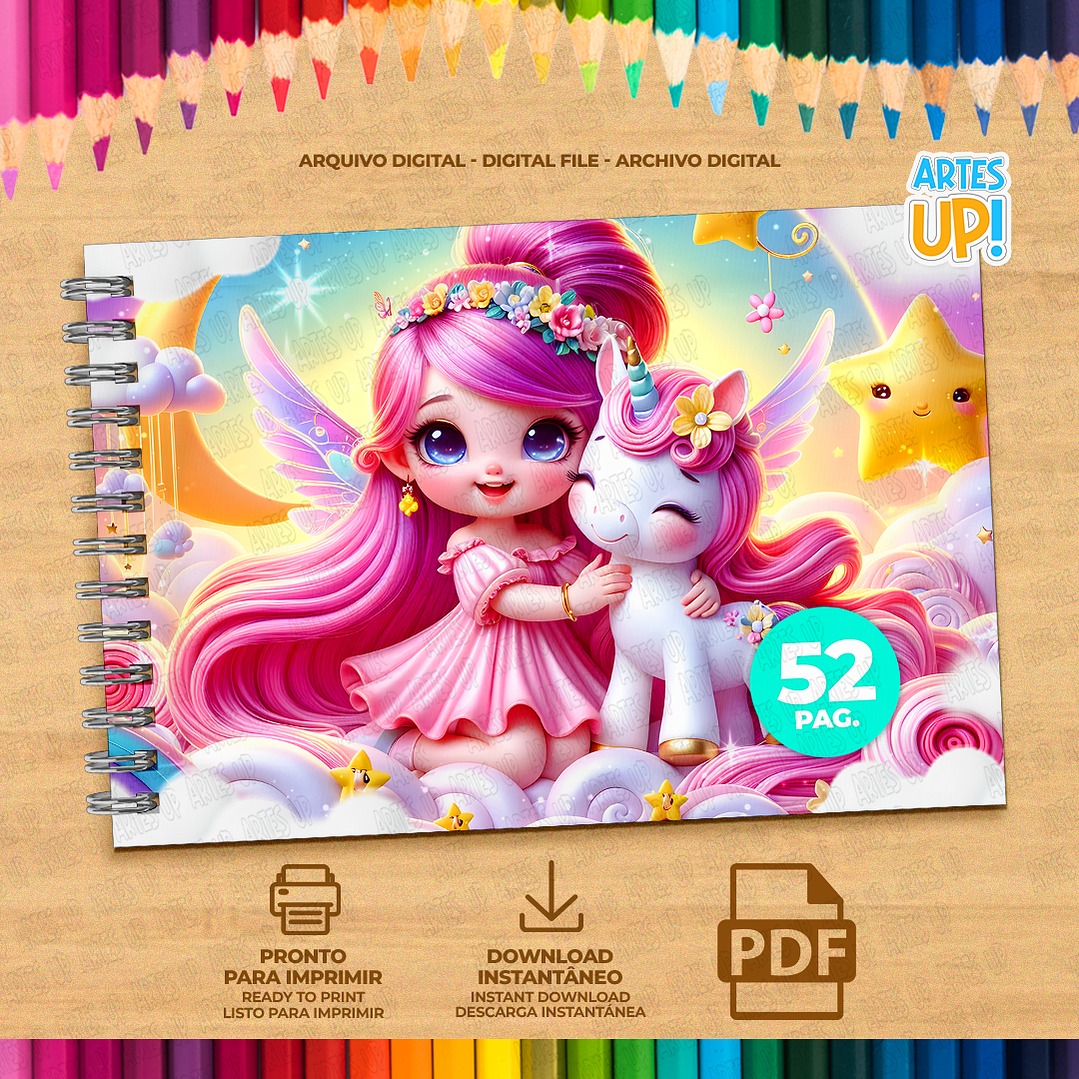 Livro de Colorir Unicórnios e Fadas para imprimir 2