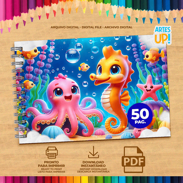 Livro de Colorir Fundo do Mar para imprimir 2