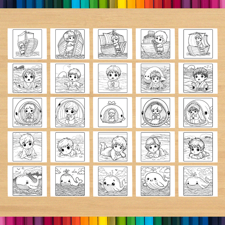 Livro de Colorir Jonas e a Baleia para imprimir 4