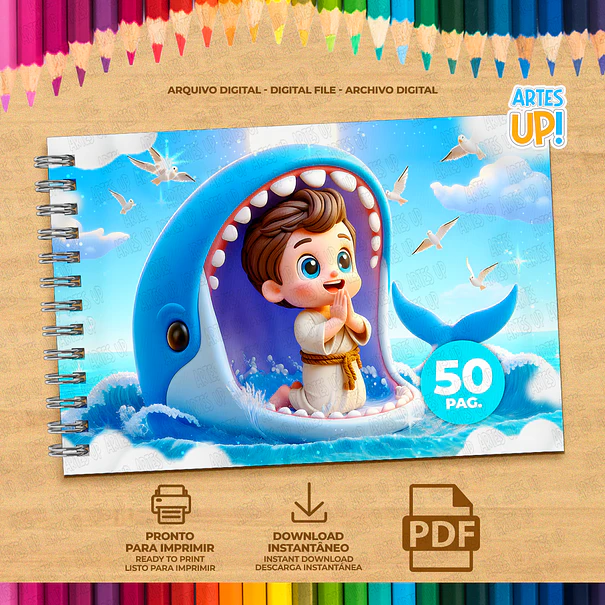 Jonah and the Whale Coloring Book to Print 2
