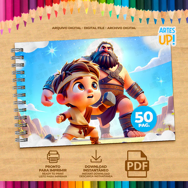Livro de Colorir Davi e Golias para imprimir 2