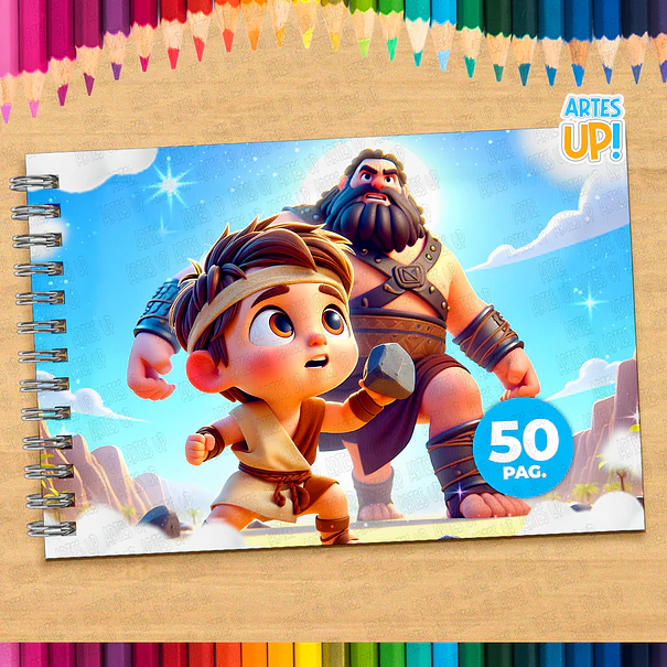 Livro de Colorir Davi e Golias para imprimir 1