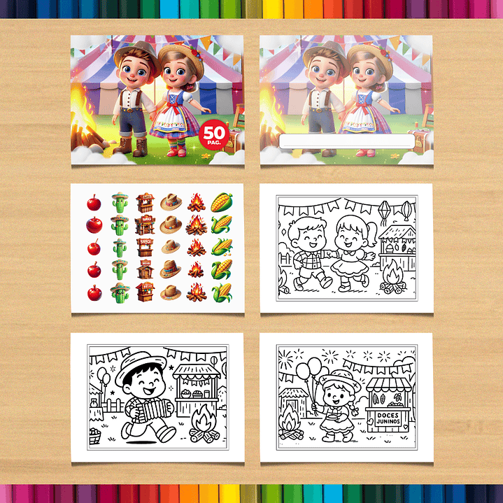 Livro de Colorir Arraiá Festa Junina para imprimir 3