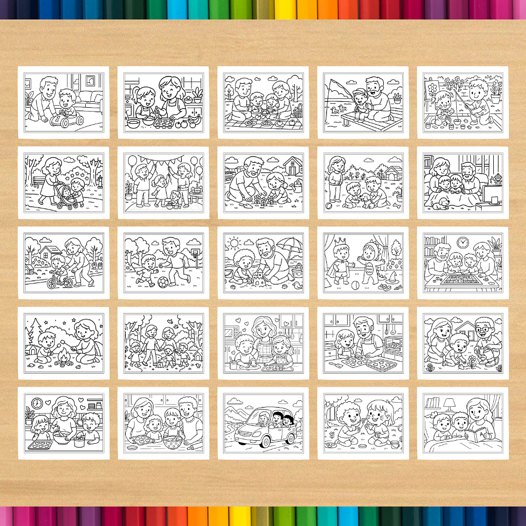 Livro de Colorir Família Momentos para imprimir 6