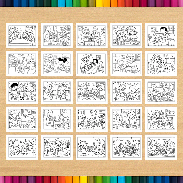Livro de Colorir Família Momentos para imprimir 7