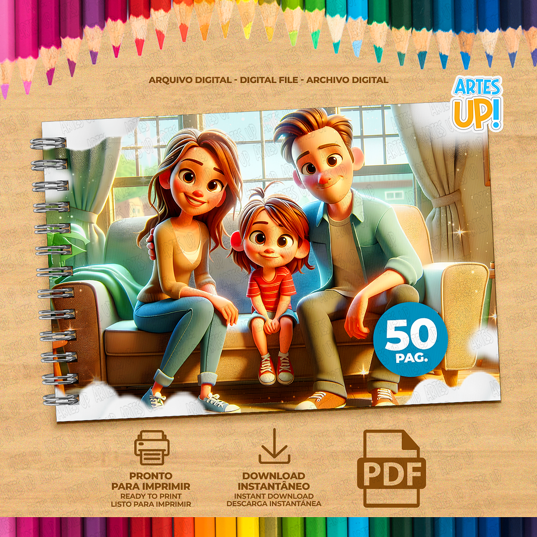 Livro de Colorir Família Momentos para imprimir 4