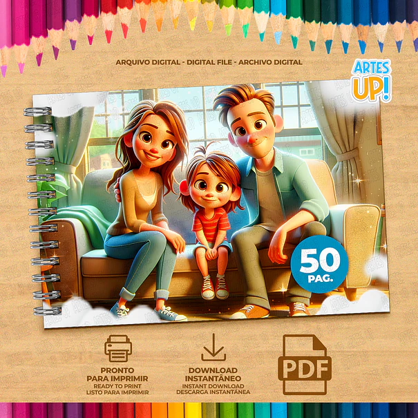 Livro de Colorir Família Momentos para imprimir 4