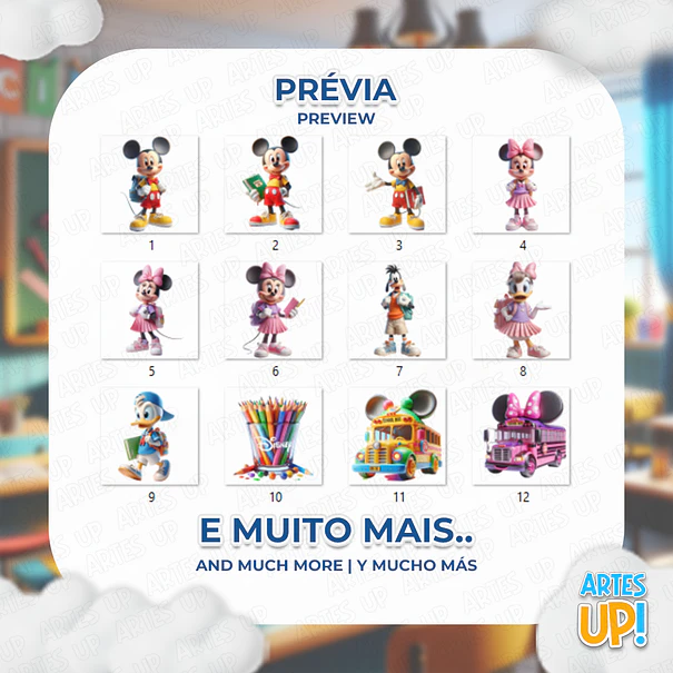 Kit Digital PNG Mickey Disney Escola Clipart  2
