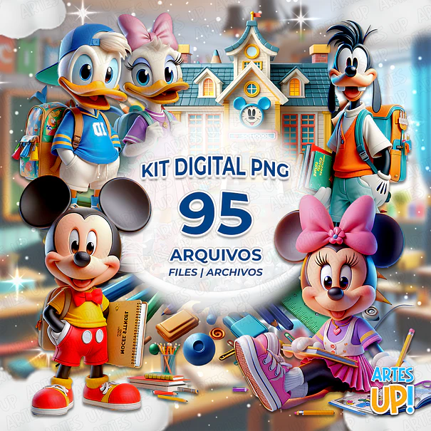 Kit Digital PNG Mickey Disney Escola Clipart  1