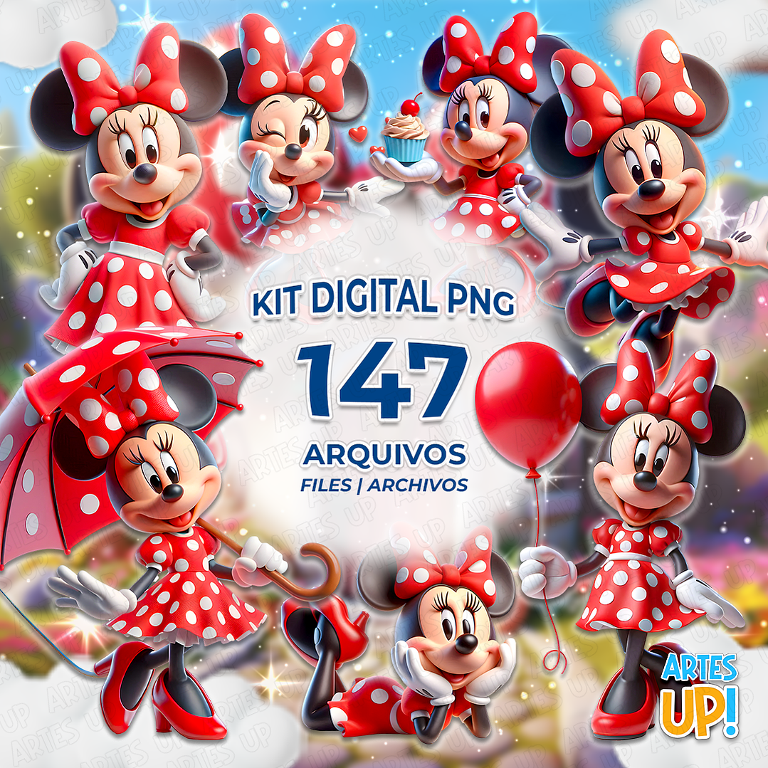 Kit Digital PNG Minnie Roupa Vermelha Clipart  1