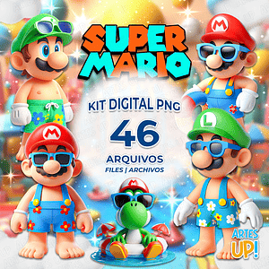 Kit digital PNG Super Mario Fiesta en la piscina Clipart