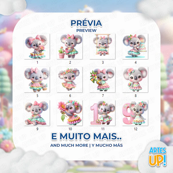 Kit Digital PNG Coala Jadim Clipart  2