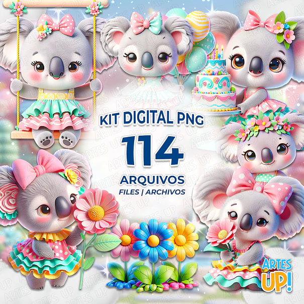 Kit Digital PNG Coala Jadim Clipart  1