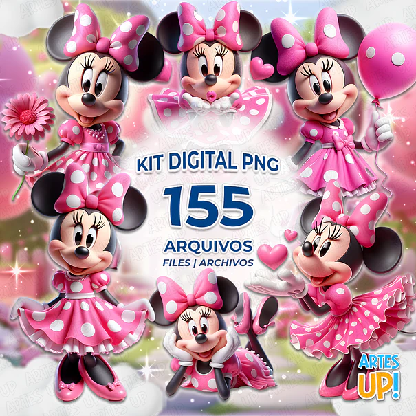 Kit Digital PNG Minnie pink dress Clipart 1